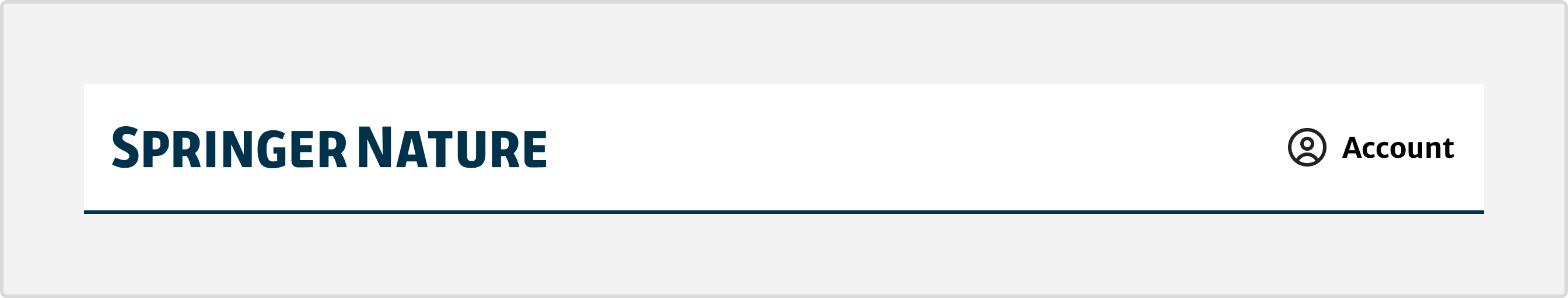 An example of the header variant without navigation with only the top row displaying the springernature logo and the account link on the right.