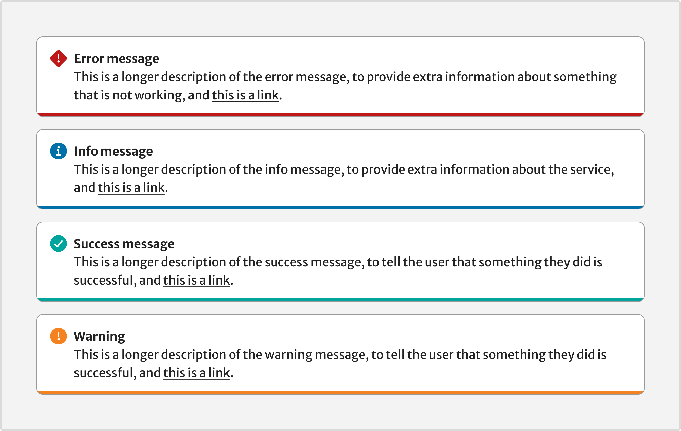 An example of permanent Status message component with label