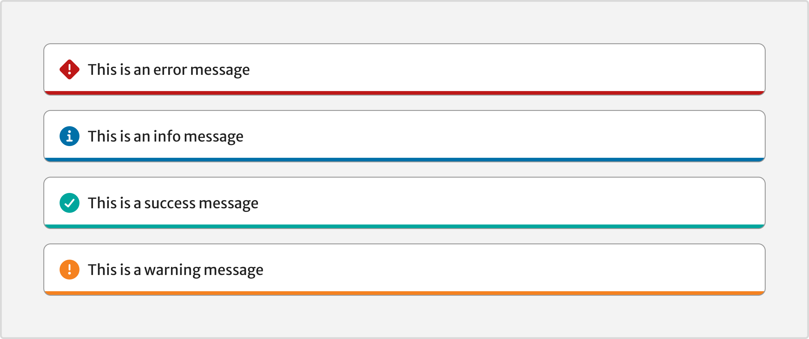 An example of permanent Status message component without label