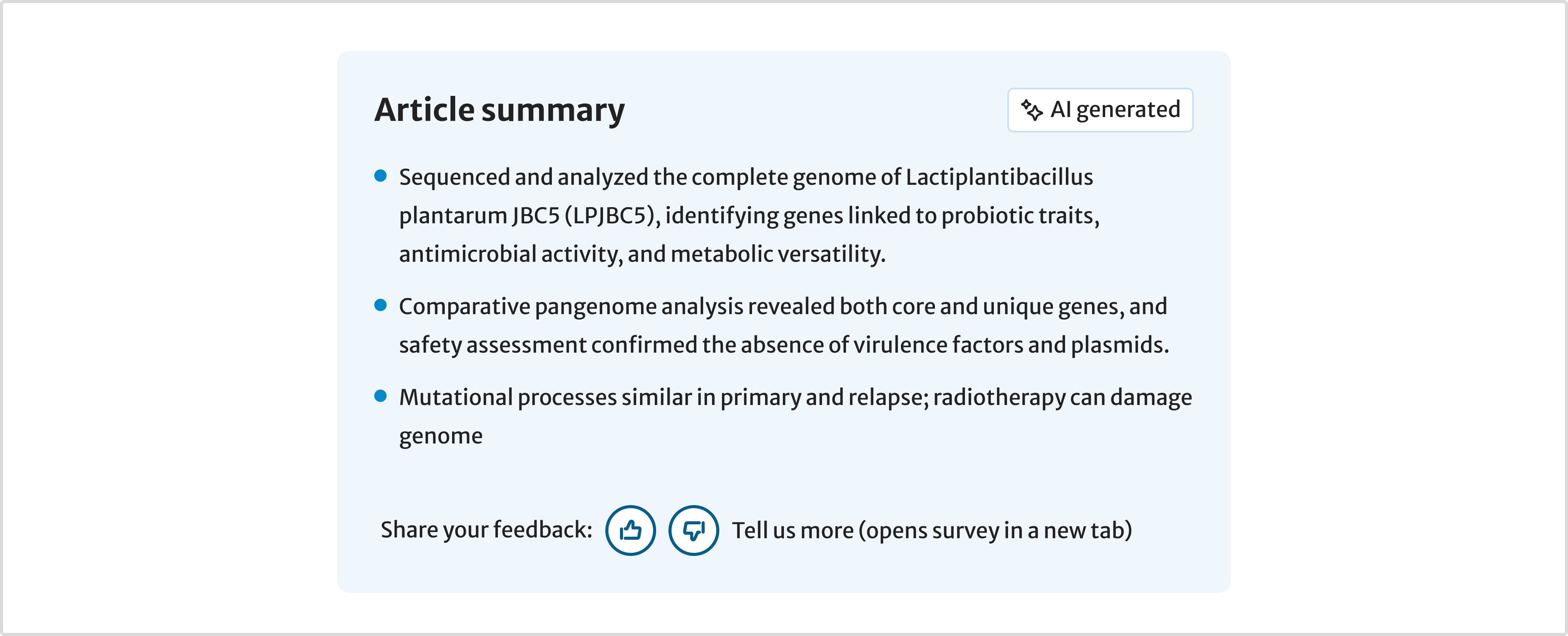 AI generated label placed in the top-right corner of an article summary.
