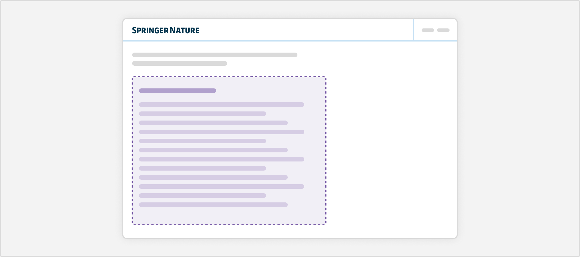 An illustrated example of a single column layout, showing a heading and paragraph.